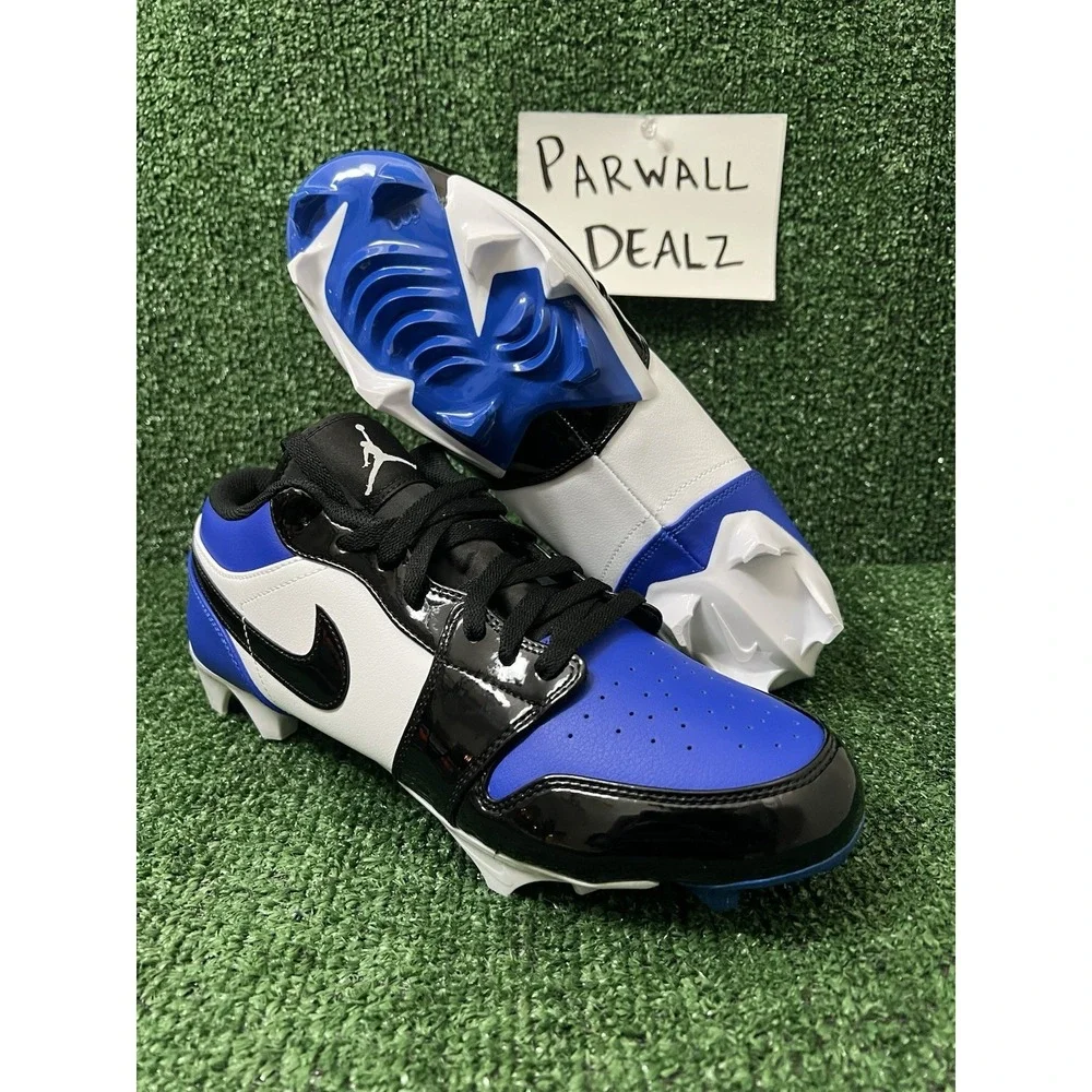 Nike Air Jordan 1 Low TD Football Cleats Royal Toe Black Mens Size 13 FJ6245-401